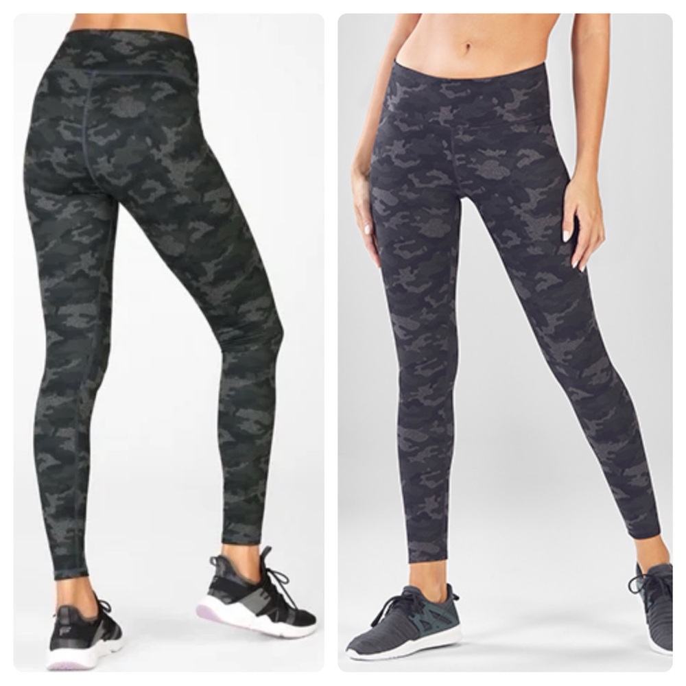 NEW Fabletics Define PowerHold Mid-Rise Legging Charcoal (Gray) Camo Small Short